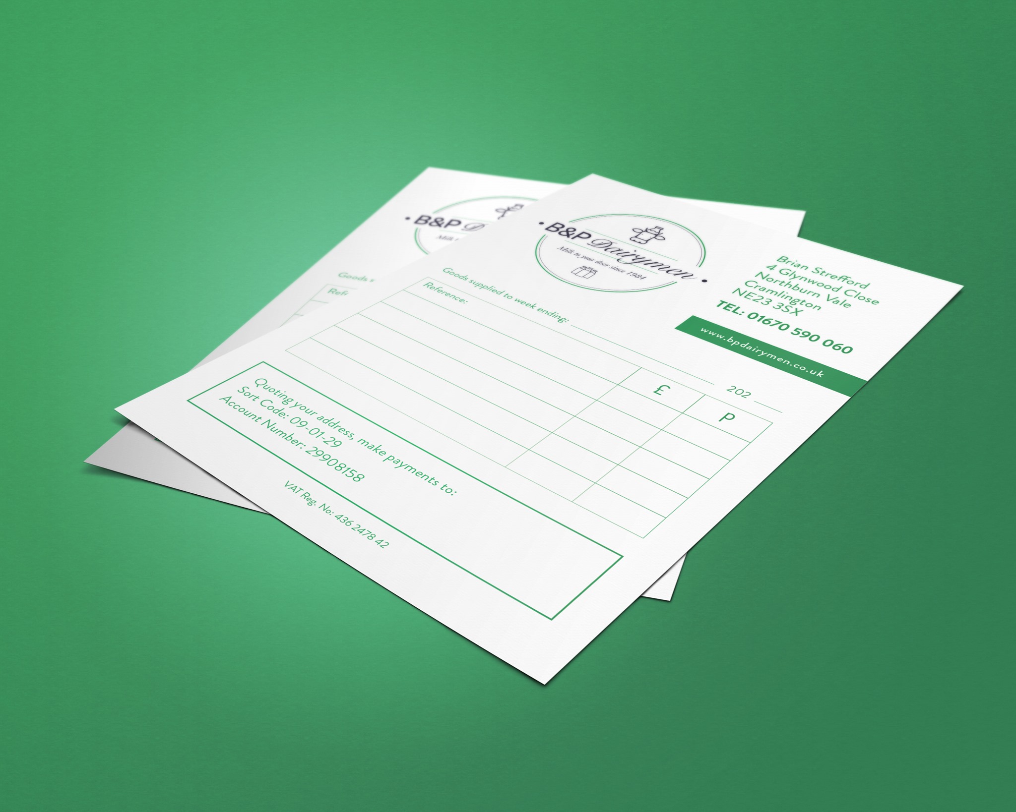 B&P Dairymen Invoice